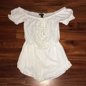 another white simple romper off the shoulder